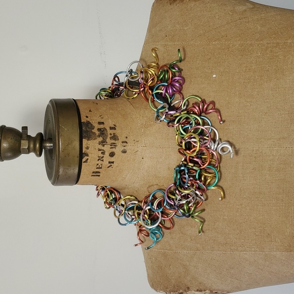 David Spada RARE! Necklace handmade Artist Vintage Rainbow LGBTQ Aluminum Rubber - Picture 1 of 9